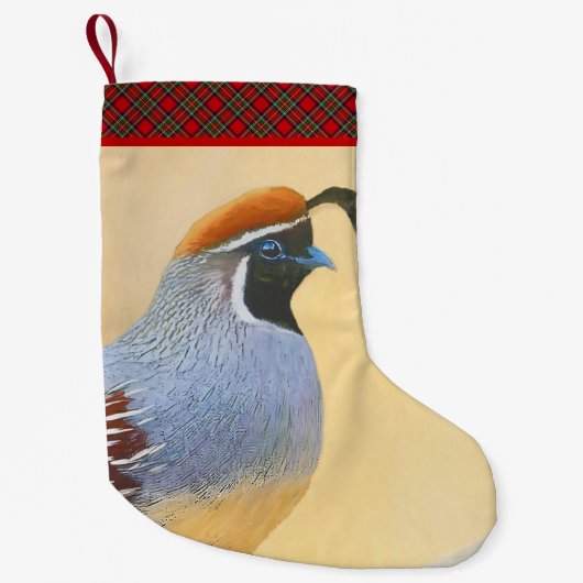 Gambrel's Quail Painting Original Bird Art Kleiner Weihnachtsstrumpf (Vorderseite)