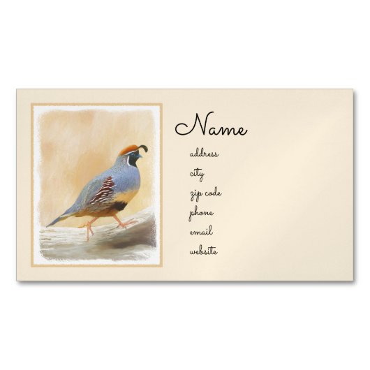 Gambrel's Quail Painting Original Bird Art Magnetische Visitenkarte (Vorderseite)