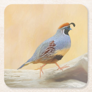 Gambrel's Quail Painting Original Bird Art Rechteckiger Pappuntersetzer