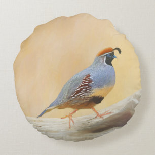 Gambrel's Quail Painting Original Bird Art Rundes Kissen