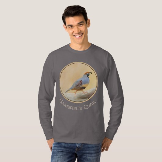 Gambrel's Quail Painting Original Bird Art T-Shirt (Vorne ganz)