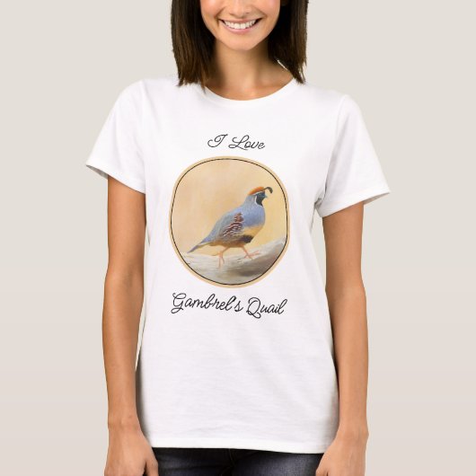 Gambrel's Quail Painting Original Bird Art T-Shirt (Vorderseite)