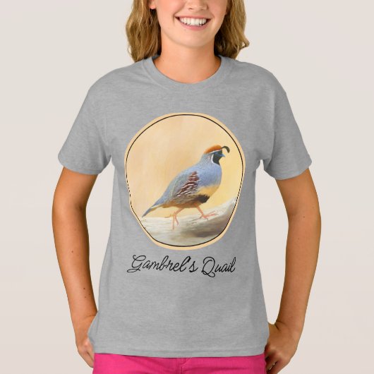 Gambrel's Quail Painting Original Bird Art T-Shirt (Vorderseite)