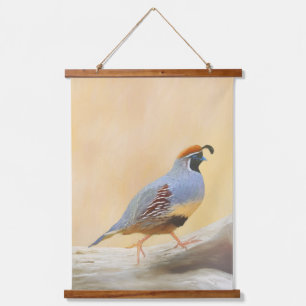 Gambrel's Quail Painting - Original Wild Bird Art Wandteppich Mit Holzrahmen