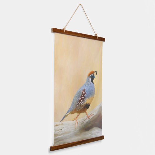 Gambrel's Quail Painting - Original Wild Bird Art Wandteppich Mit Holzrahmen (Gewinkelt)