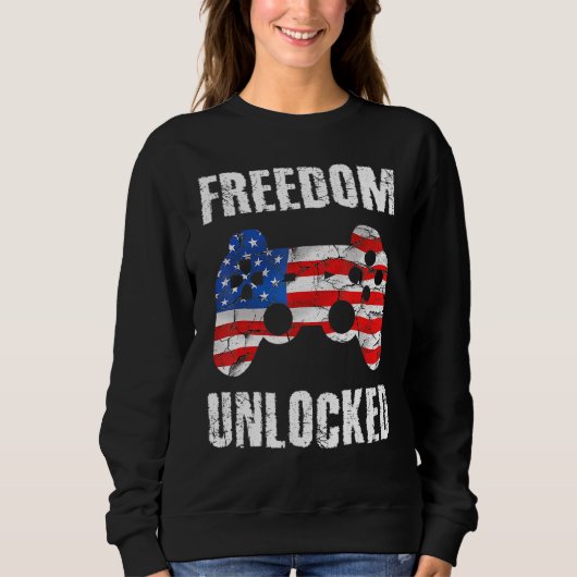 Game 4. Juli Freedom Unlock Video Games Boy Sweatshirt (Vorderseite)