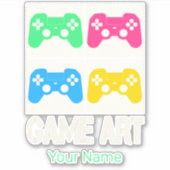 Game Art Vintag Gamepad Retro Controller Gamer Aufkleber (Vorderseite)