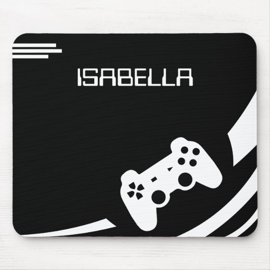 Game Black & White Modern Gamer Personalisierter N Mousepad (Vorne)
