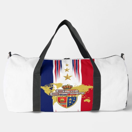 "Game Changer" Rote, Weiße, Blaue & Gold Stars Duffle Bag (Vorderseite)