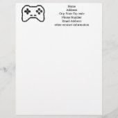 Game Controller Black White 8bit Video Game Style  Briefbogen (Vorderseite)