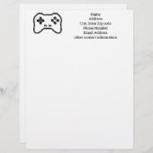 Game Controller Black White 8bit Video Game Style Briefbogen (Vorne/Hinten)