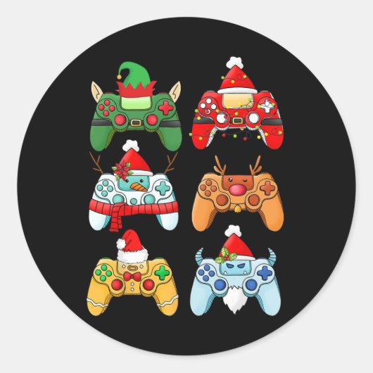 Game Controller Christmas Weihnachtsmannmütze Game Runder Aufkleber (Vorderseite)