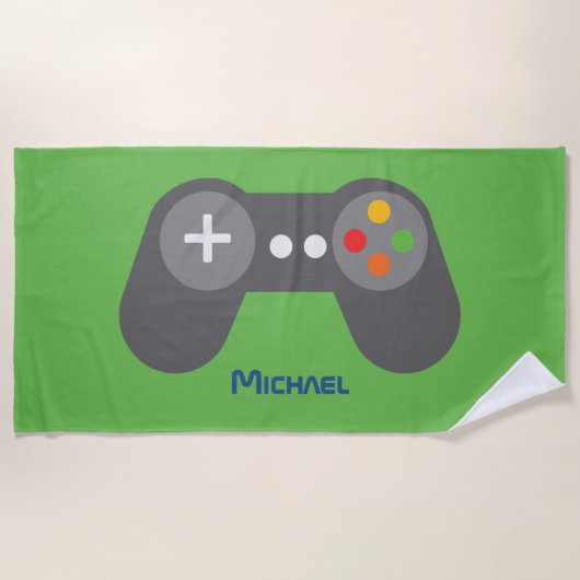 Game-Controller für grünes Video Strandtuch (Vorderseite)