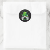 Game Controller Kleeblatt Gamer St Patricks Day Ga Runder Aufkleber (Tasche)
