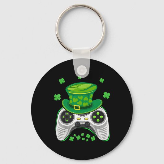 Game Controller Kleeblatt Gamer St Patricks Day Ga Schlüsselanhänger (Vorderseite)