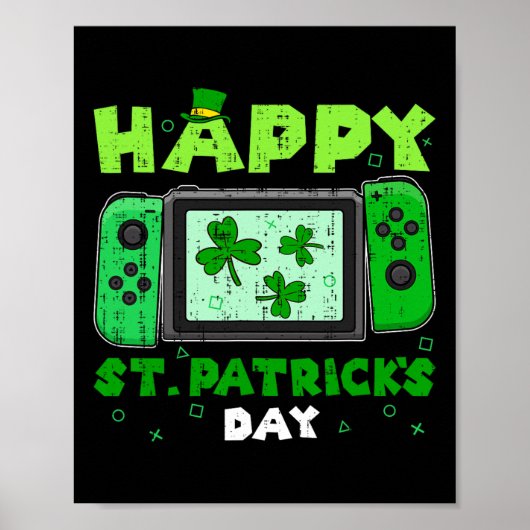 Game Controller Kleeblatt St Patricks Day Gamer Ga Poster (Vorne)