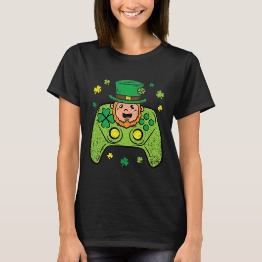 Game Controller Leprechaun St Patricks Day Gamer G T-Shirt (Vorderseite)