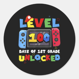 Game Controller Level 100 Days of 1st Grade Entspe Runder Aufkleber