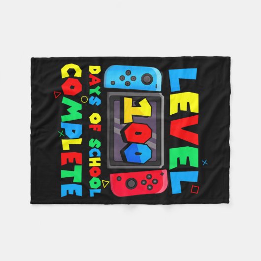 Game Controller Level 100 Days Of School Complete  Fleecedecke (Vorderseite (Horizontal))