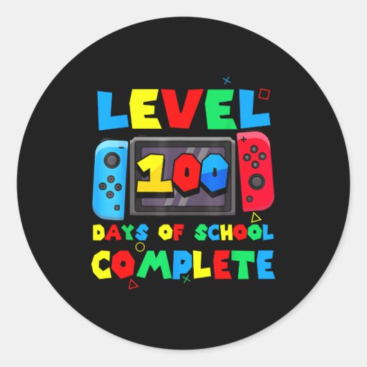Game Controller Level 100 Days Of School Complete Runder Aufkleber (Vorderseite)