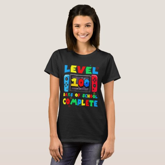 Game Controller Level 100 Days Of School Complete T-Shirt (Vorne ganz)