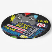 Game Controller Level Up Gamer Geburtstag Pappteller (Schrägansicht)