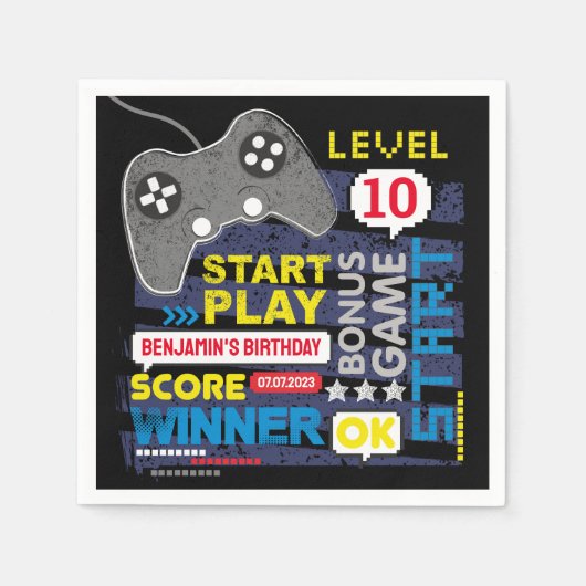 Game Controller Level Up Gamer Geburtstag Serviette (Vorderseite)