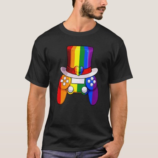 Game Controller Lgbt Q Coole Regenbogenflagge T-Shirt (Vorderseite)