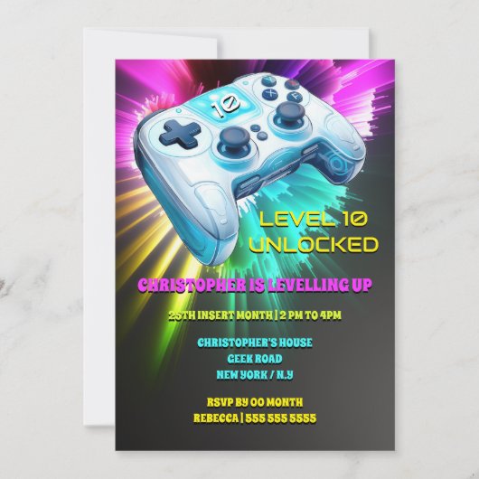 Game Controller realistische Videospiele neugierig Einladung (Vorderseite)