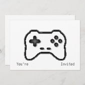 Game Controller Schwarz-weiß 8-Bit Video Game Styl Einladung (Vorne/Hinten)