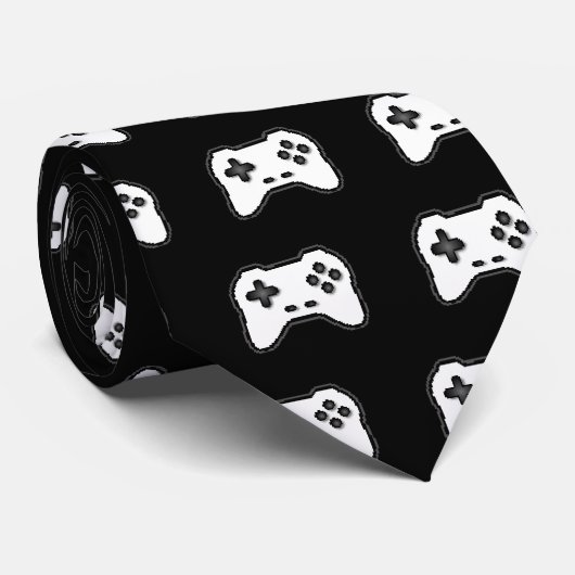 Game Controller Schwarz-weiß 8-Bit Video Game Styl Krawatte (Gerollt)