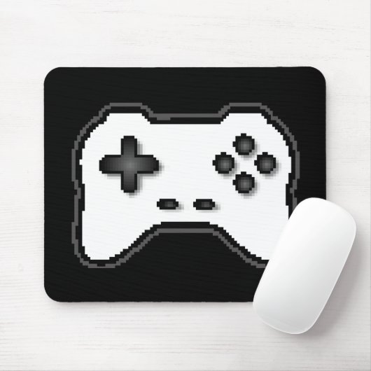 Game Controller Schwarz-weiß 8-Bit Video Game Styl Mousepad (Mit Mouse)