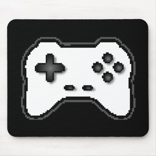 Game Controller Schwarz-weiß 8-Bit Video Game Styl Mousepad (Vorne)