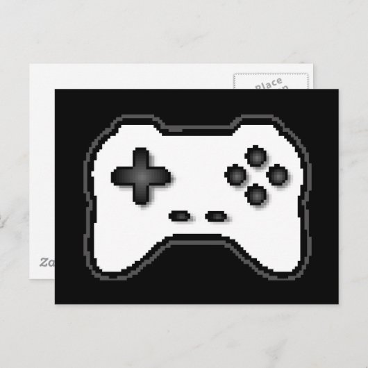 Game Controller Schwarz-weiß 8-Bit Video Game Styl Postkarte (Vorne/Hinten)