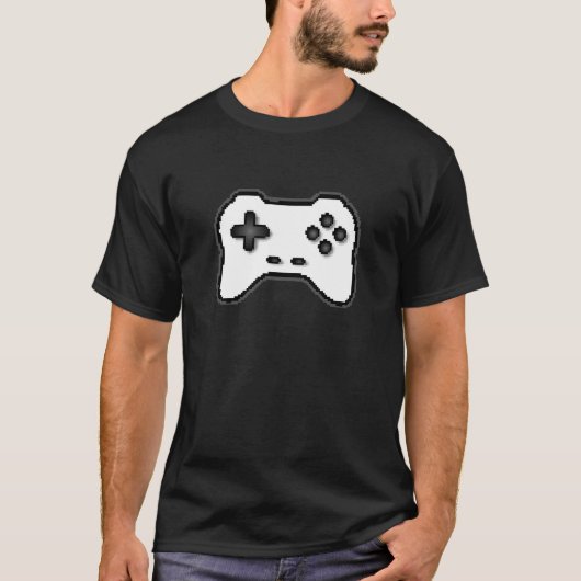 Game Controller Schwarz-weiß 8-Bit Video Game Styl T-Shirt (Vorderseite)