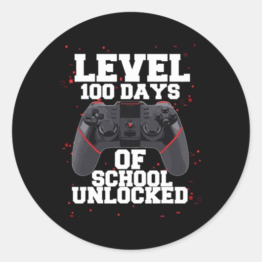 Game-Controller-Stufe 100 Tage Schulfreigabe Runder Aufkleber (Vorderseite)