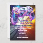 Game-Controller-Video-Sternexplosion-Mädchen Einladung (Vorderseite)