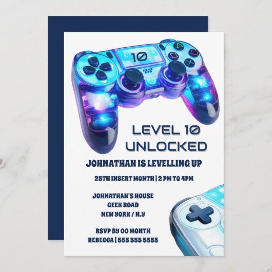 Game-Controller-Videospiel auf Ebene entsperrt Einladung (Vorne/Hinten)