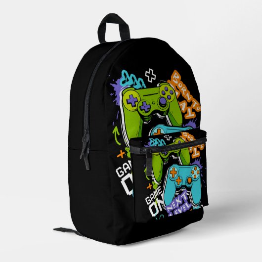 Game controllers Graffiti Gaming Born To Play Bedruckter Rucksack (Rückseitige Ecke links)