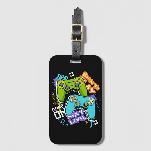 Game controllers Graffiti  Gaming Born To Play  Gepäckanhänger (Vorderseite Vertikal)