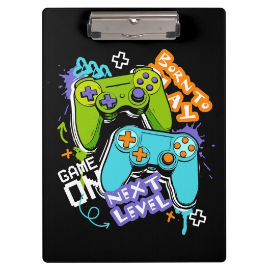 Game controllers Graffiti  Gaming Born To Play  Klemmbrett (Vorderseite)