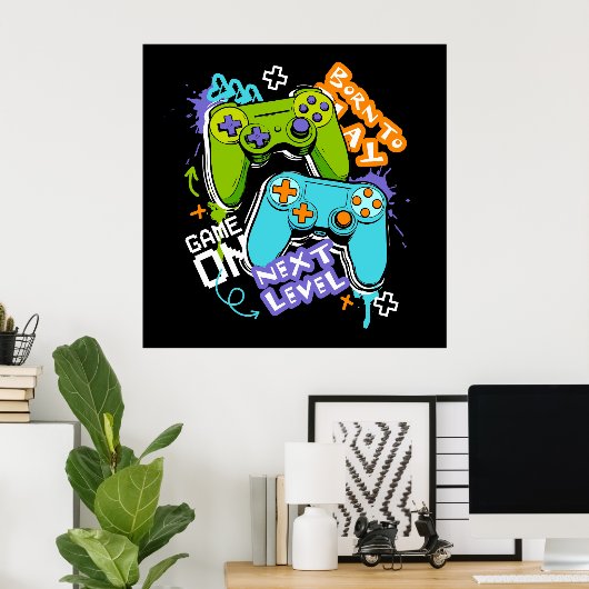 Game controllers Graffiti  Gaming Born To Play  Poster (Heimbüro)
