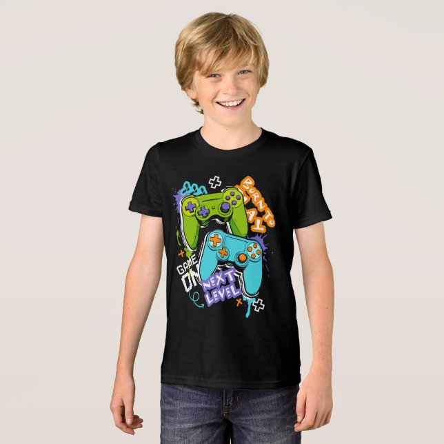 Game controllers Graffiti  Gaming Born To Play  Tri-Blend Shirt (Vorderseite voll)