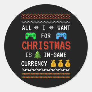 Game Currency Weihnachts-Urlaub Video-Spiel Erwach Runder Aufkleber