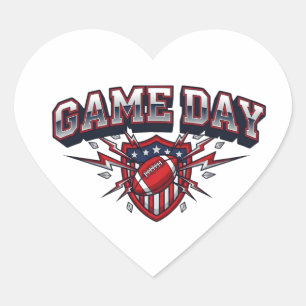 Game Day American Football Patriotischer Schild Sp Herz-Aufkleber
