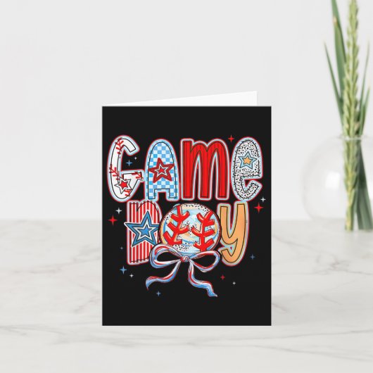 Game Day Baseball Coquette Mama Checkered Mütter Karte (Vorderseite)