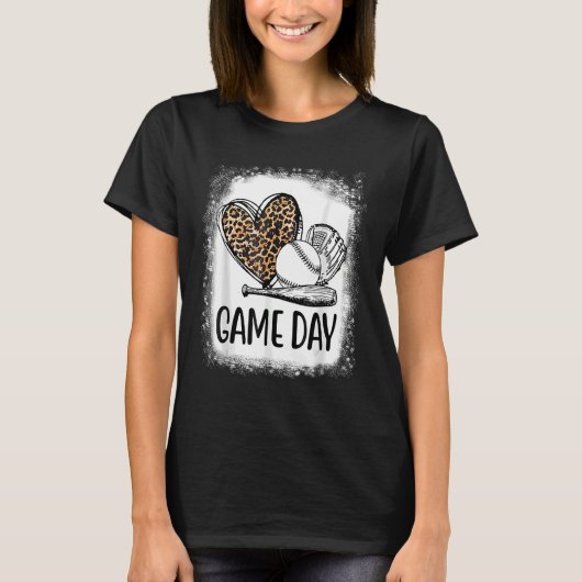 Game Day Baseball mit Leopard Heart Soccer Mama Mo T-Shirt (Vorderseite)