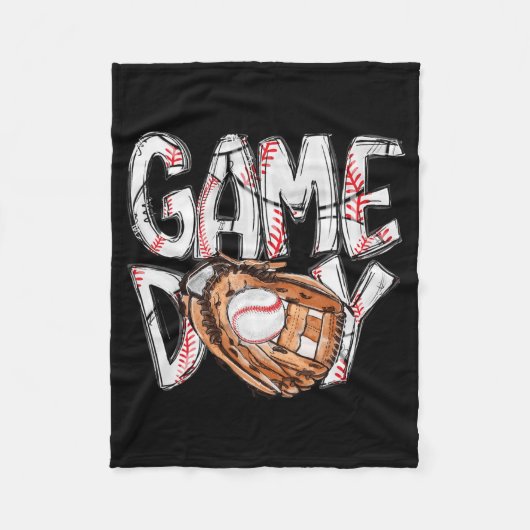Game Day Baseball Softball Herz Liebe Mama Leben v Fleecedecke (Vorderseite)