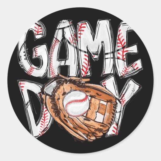 Game Day Baseball Softball Herz Liebe Mama Leben v Runder Aufkleber (Vorderseite)