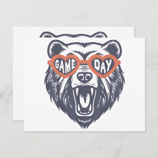 Game Day Bear Feiertagskarte (Vorne/Hinten)